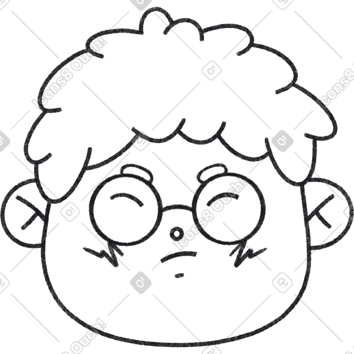 Annoyed boy with glasses illustrazione in stile Bonbon Line scarica in PNG, SVG