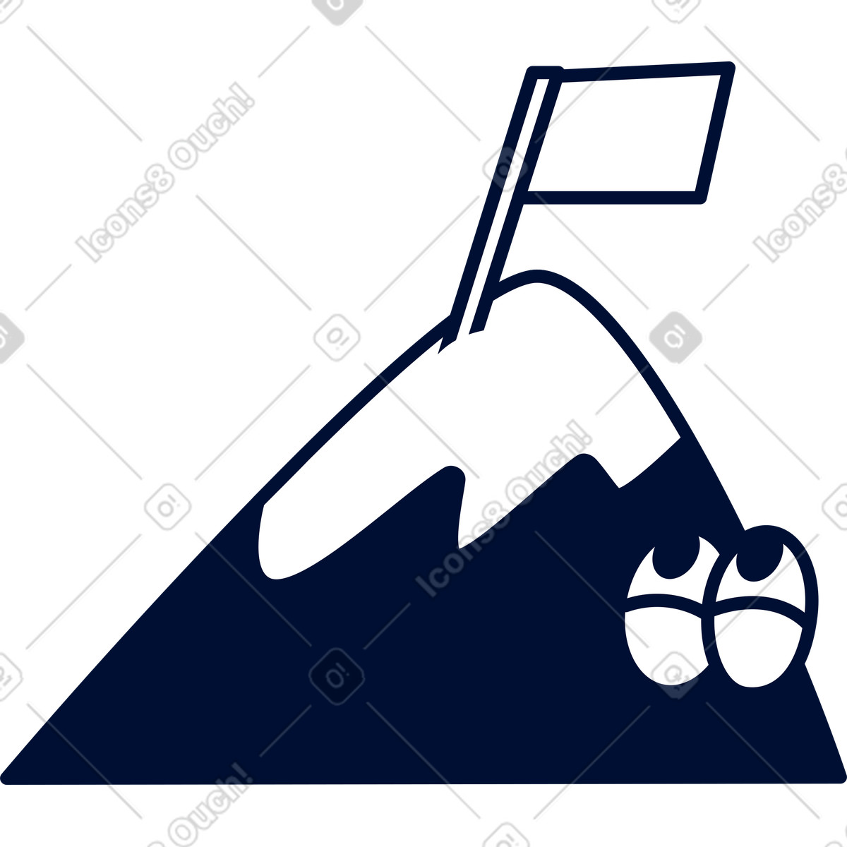 Montagna con bandiera illustrazione in stile Blink scarica in PNG, SVG