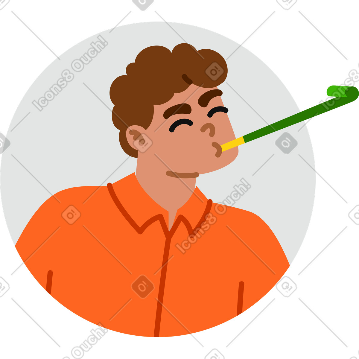 Man with party horn avatar animated illustration in Active style download in GIF, Lottie (JSON), AE