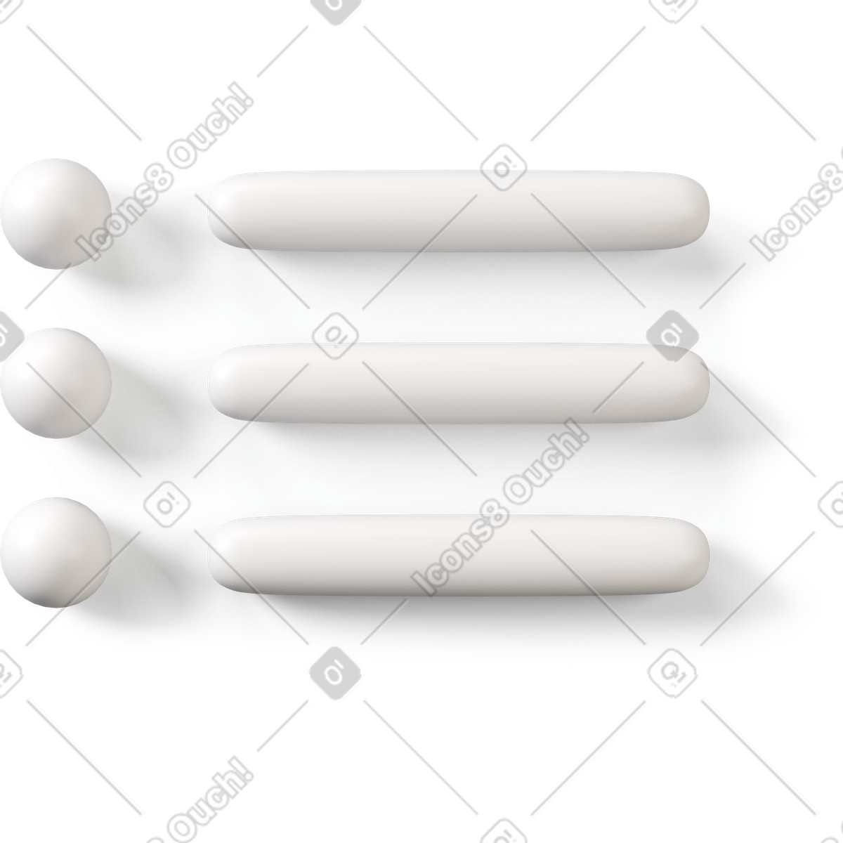Weiße checkliste mit runden gegenständen-Illustration im 3D Buddy-Stil als Download in PNG, SVG