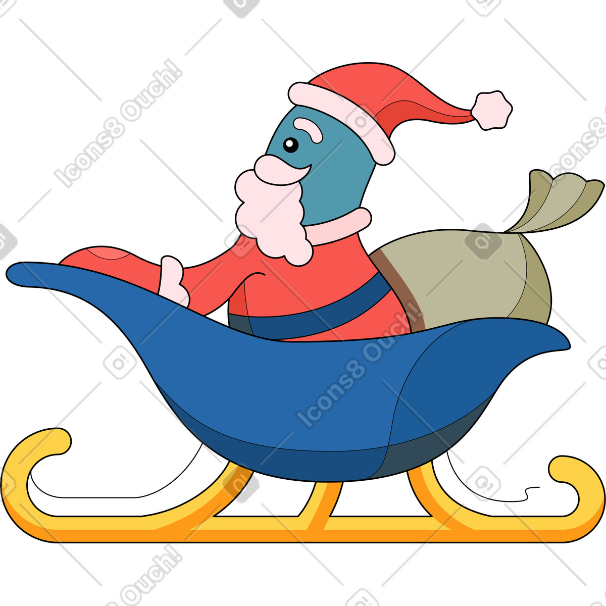 Santa in gioco di prestigio illustrazione stile Surr scarica PNG, SVG