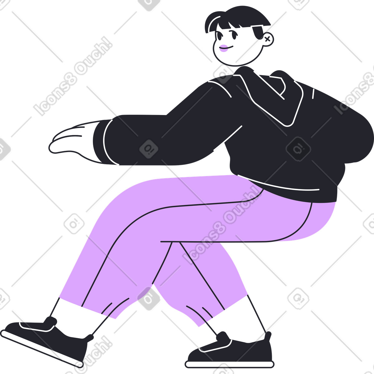 Illustration Homme assis et regardant en arrière dans le style Grapy à télécharger aux formats PNG, SVG
