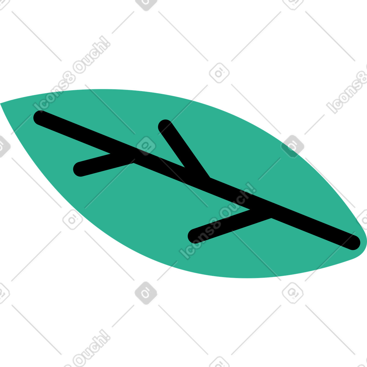 Green leaf illustration in Jelly style download in PNG, SVG