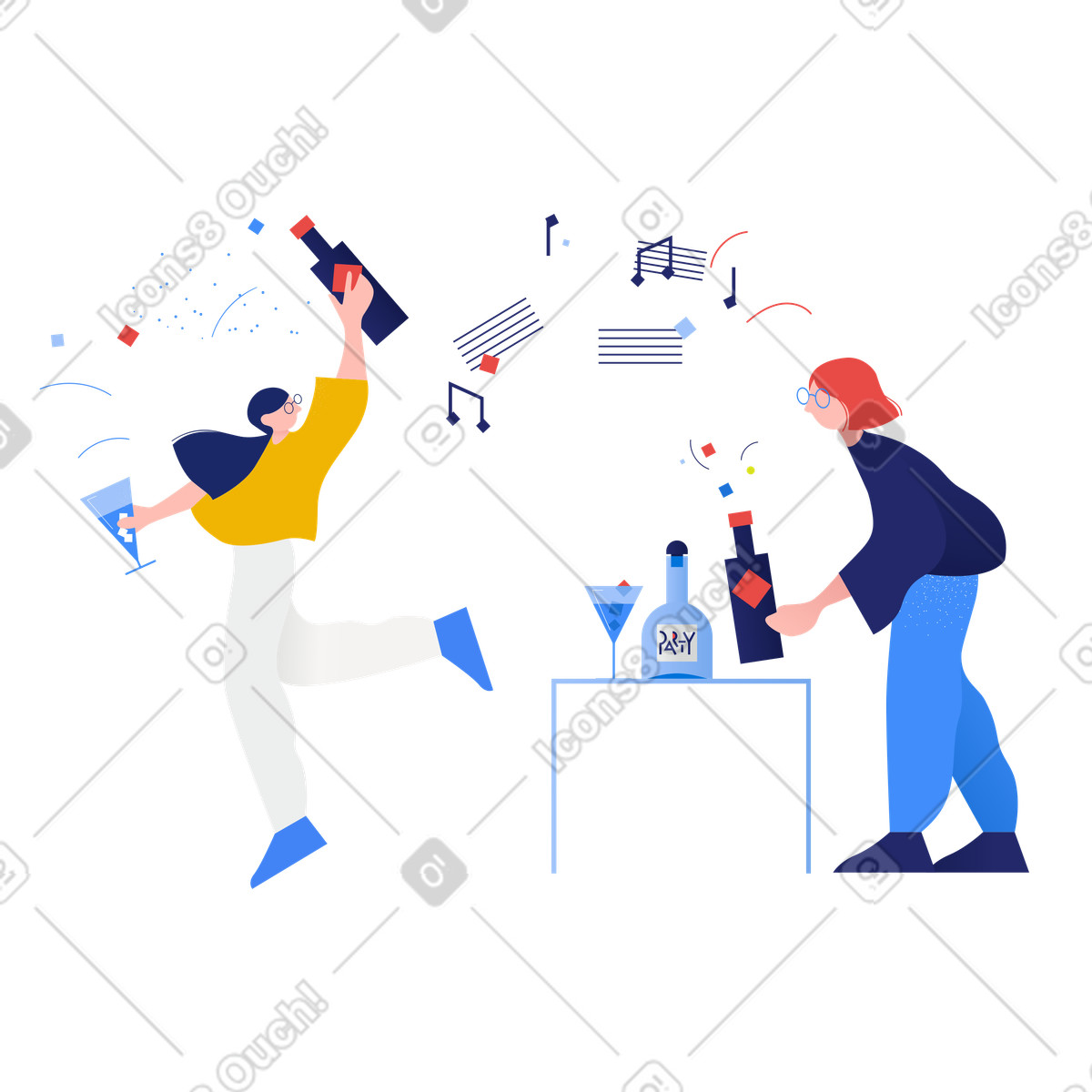 Party time! illustration in Clip style download in PNG, SVG