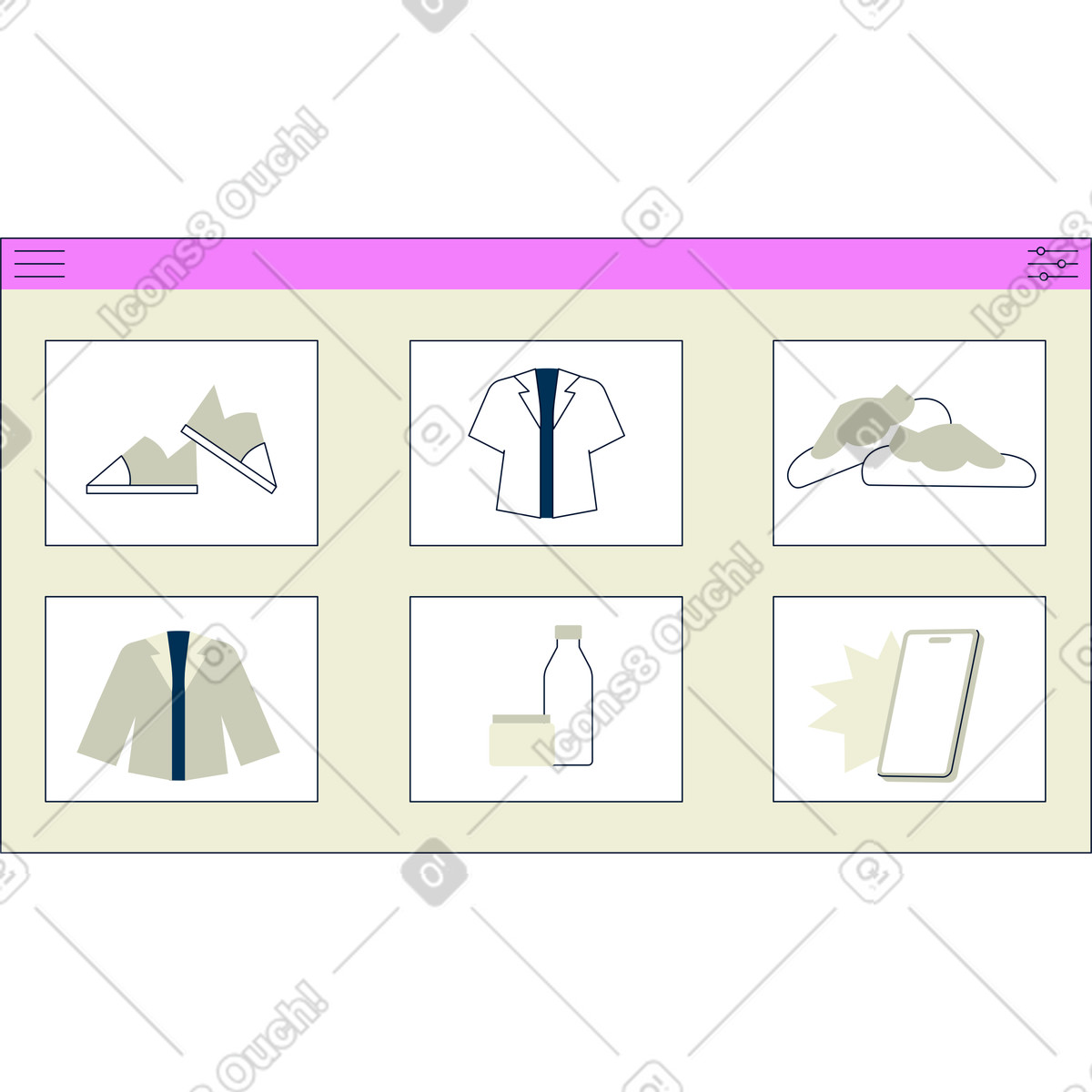 Mercato online illustrazione in stile Cubes scarica in PNG, SVG