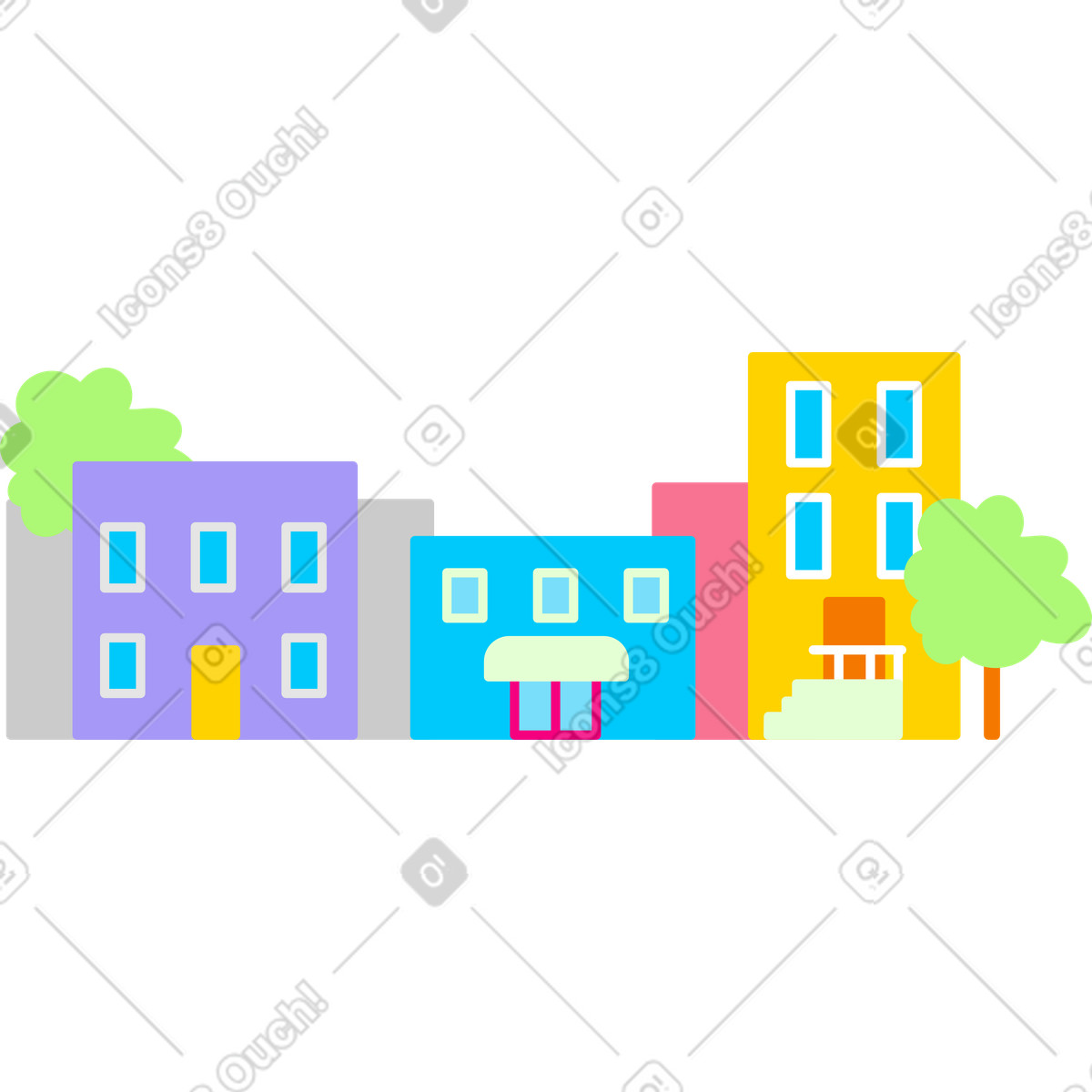 City view illustration in Giggle style download in PNG, SVG