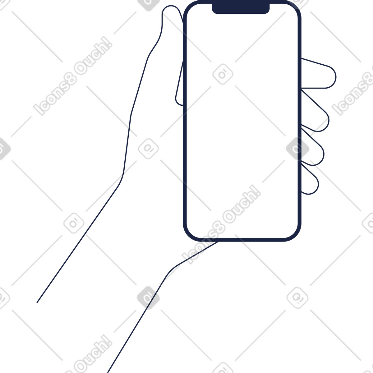 Urban Line スタイルの スマートフォンを持つ手 のイラストをPNG、SVG形式でダウンロード