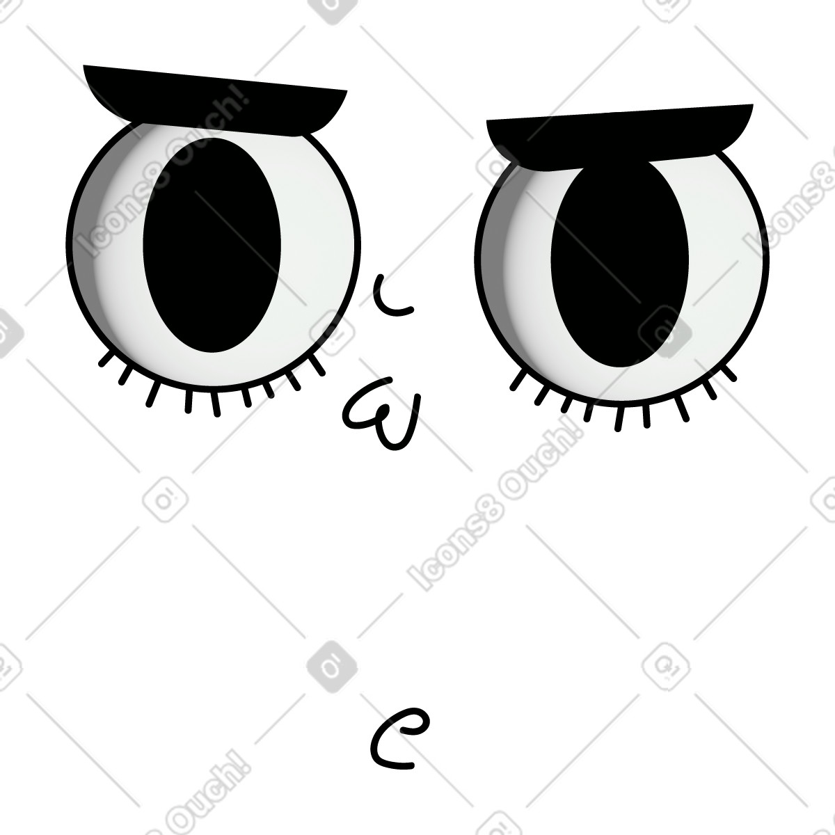 Thoughtful face illustration in Cartoony style download in PNG, SVG