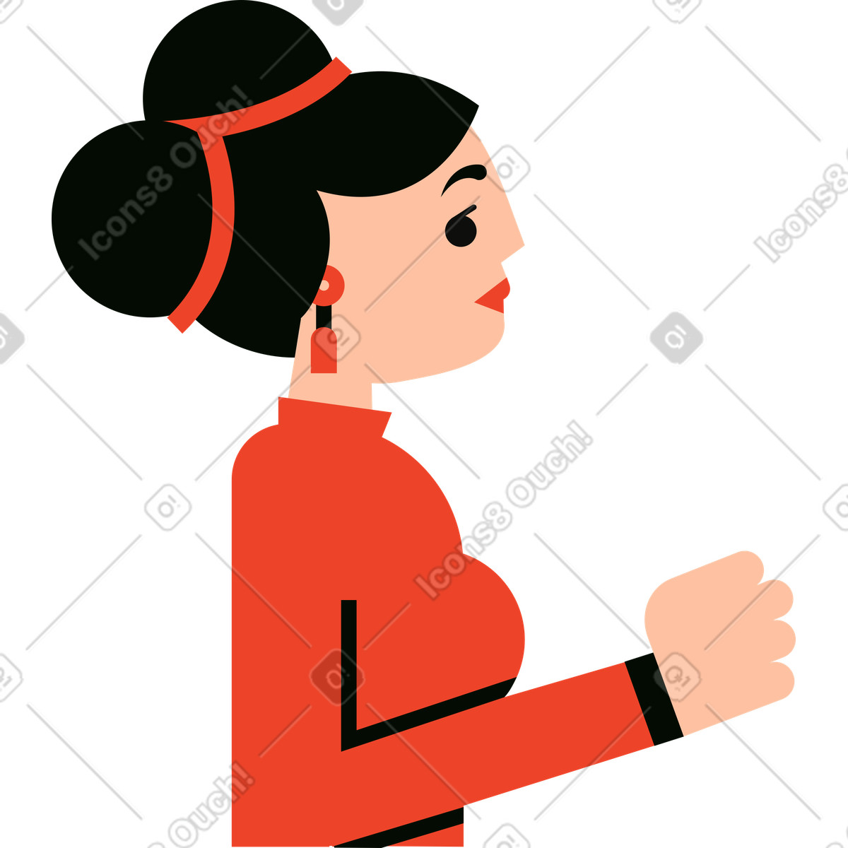 Chinese woman illustrazione in stile Polar scarica in PNG, SVG