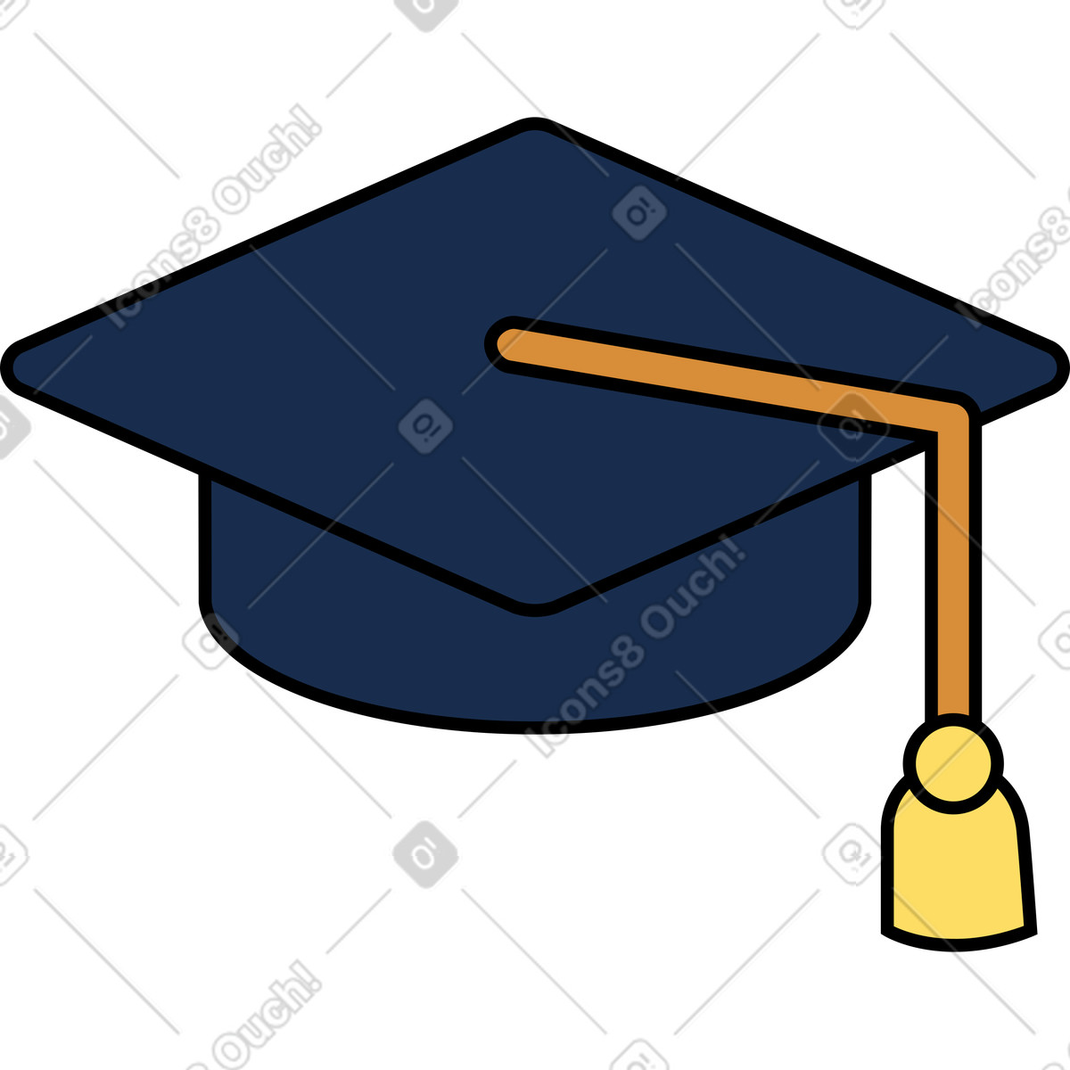 Abschlusskappe-Illustration im Kindy-Stil als Download in PNG, SVG