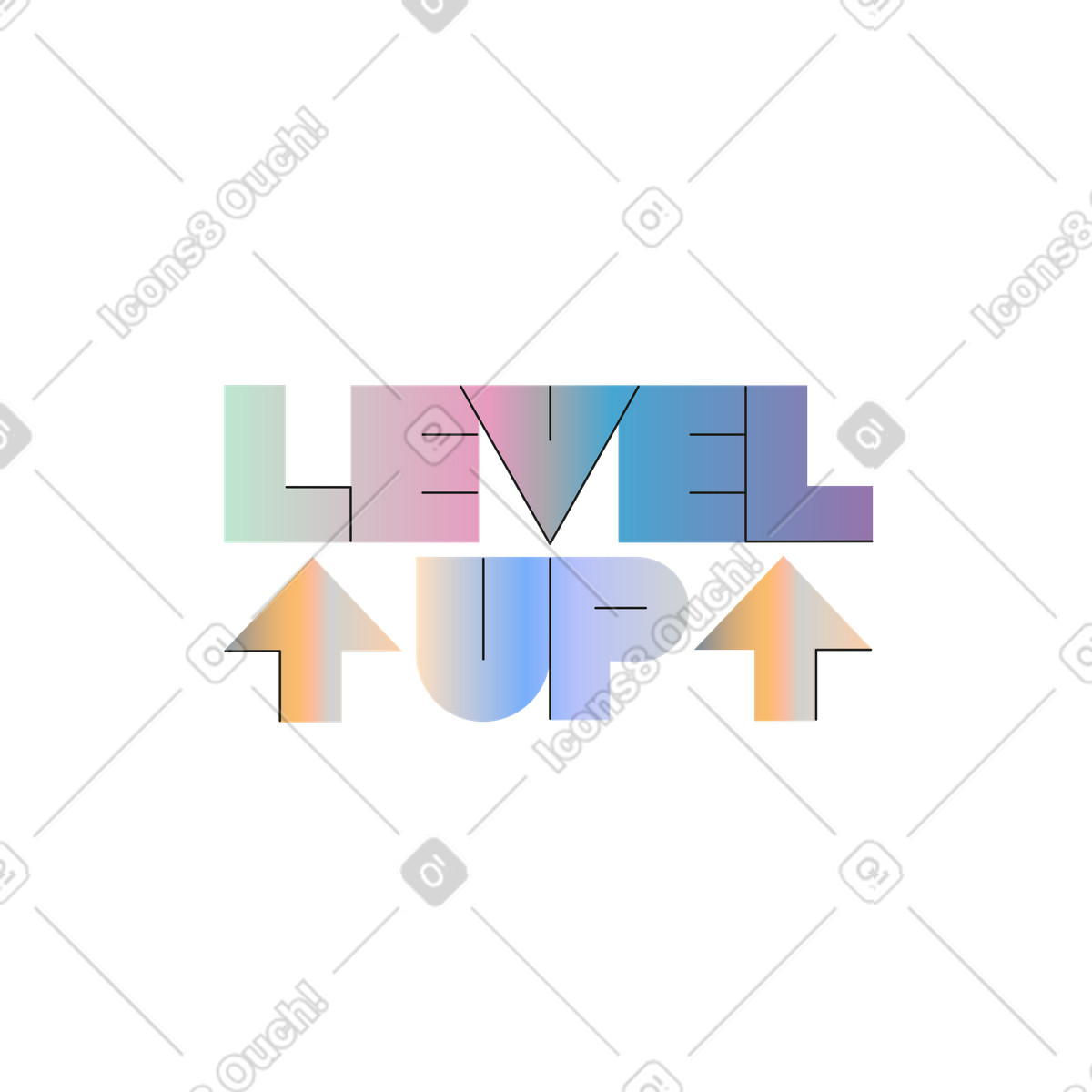 Ilustração de Lettering level up em no estilo Marginalia para baixar em PNG, SVG