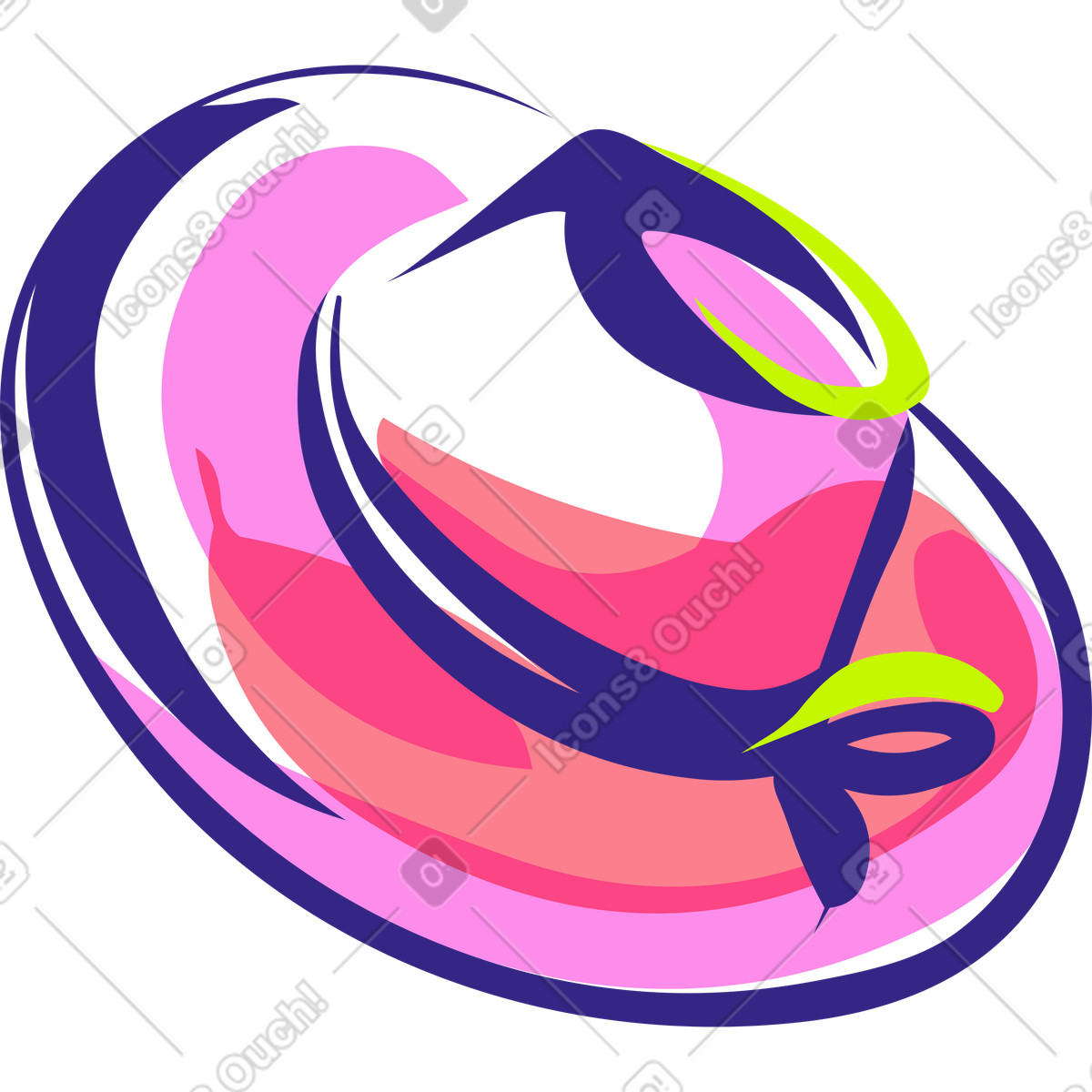 Sun hat illustration in Glam style download in PNG, SVG