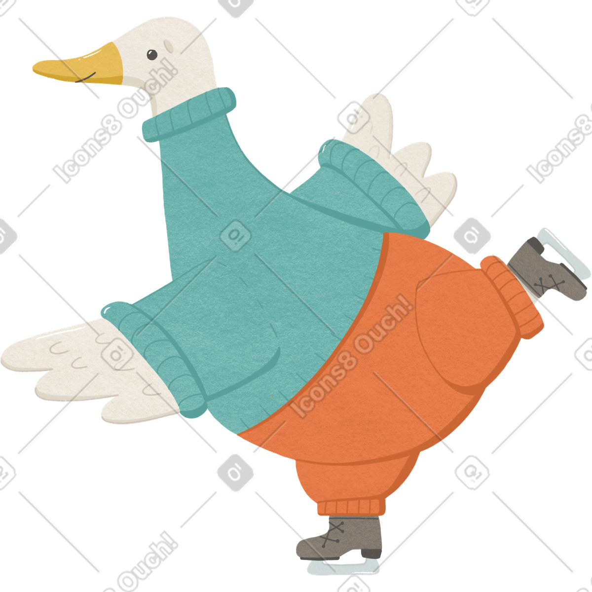 Ilustração de Goose in red pants on skates em no estilo para baixar em PNG, SVG