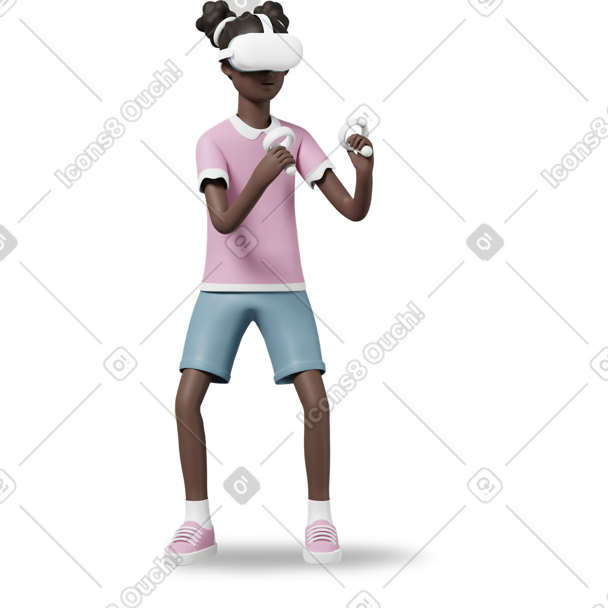 3D Casual life 스타일의 Girl child with vr glasses 일러스트레이션 PNG, SVG 다운로드