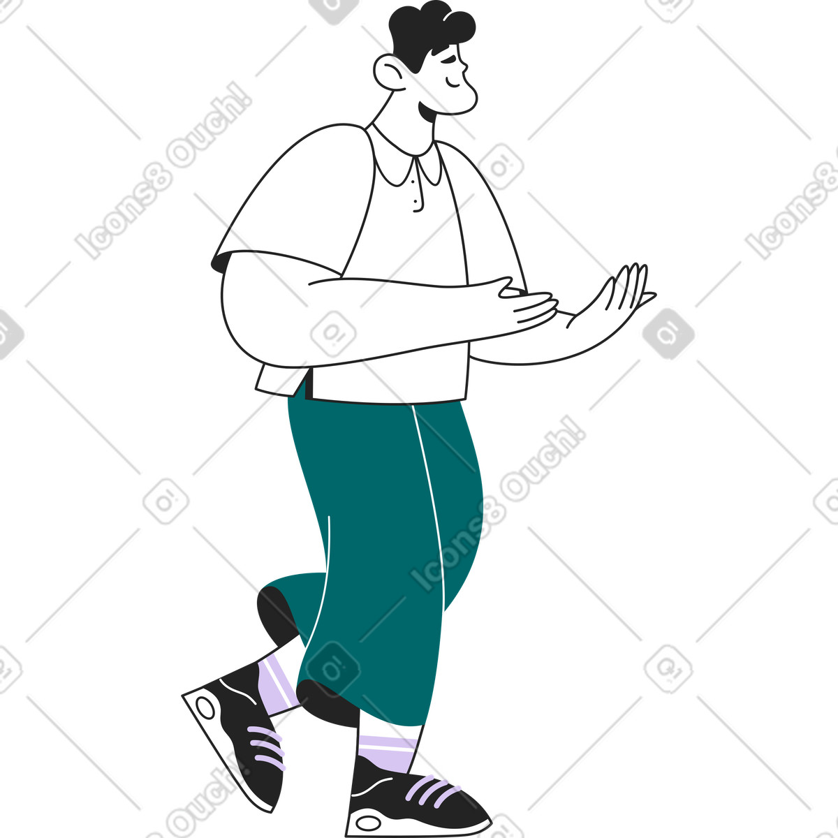 Man carrying something in his hands illustration Sammy Line style download PNG, SVG