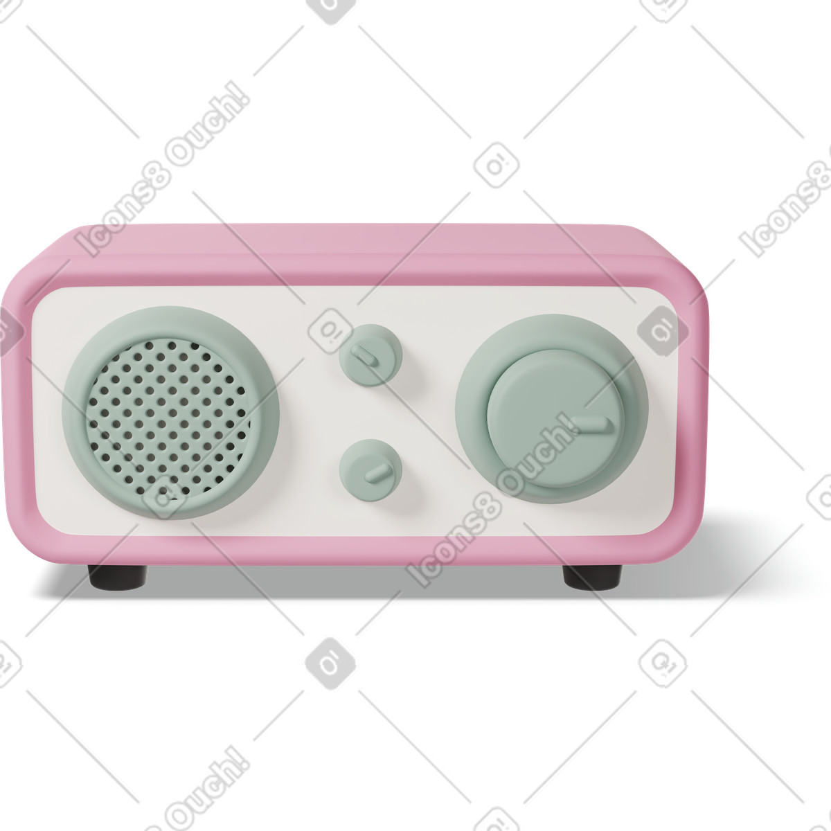 Illustration Front view of radio dans le style 3D Casual life à télécharger aux formats PNG, SVG
