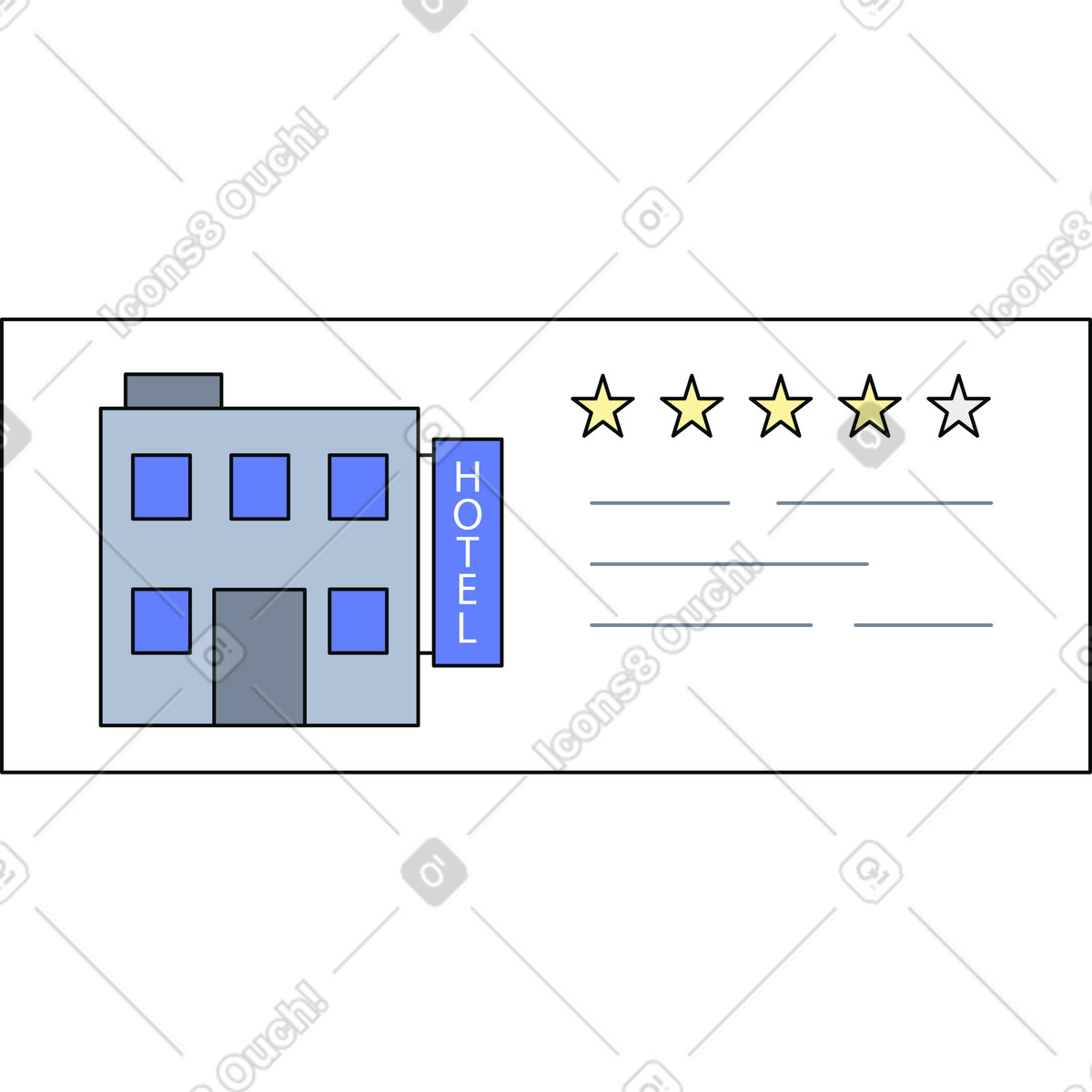 Hotel booking card illustration in Teko style download in PNG, SVG