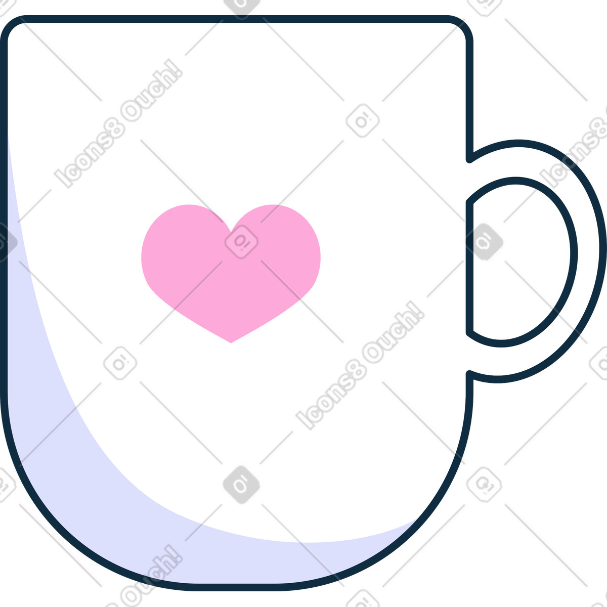 Bubble gum スタイルの ハートの入ったカップ のイラストをPNG、SVG形式でダウンロード