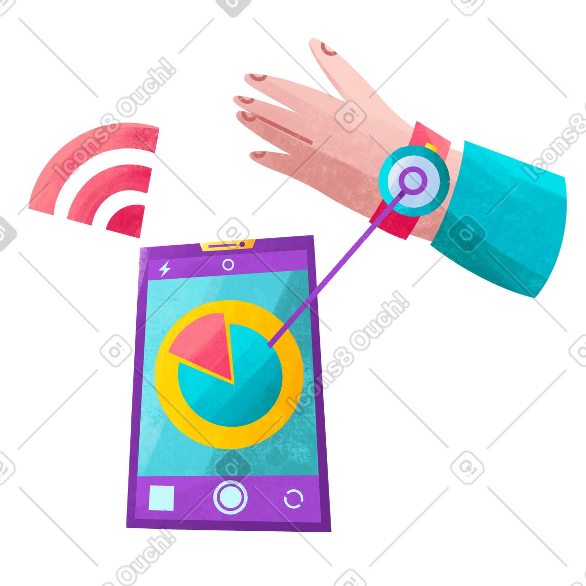 Illustration Montre connectée pour surveiller l'activité et la forme physique dans le style Bonbon à télécharger aux formats PNG, SVG