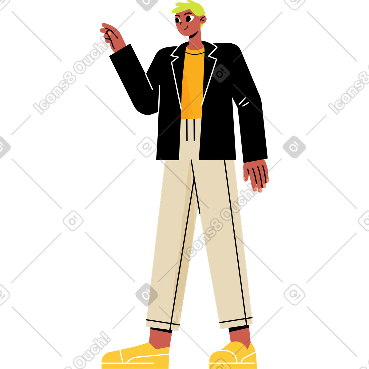 Ilustración Hombre con chaqueta negra en estilo Juicy a descargar en PNG y SVG