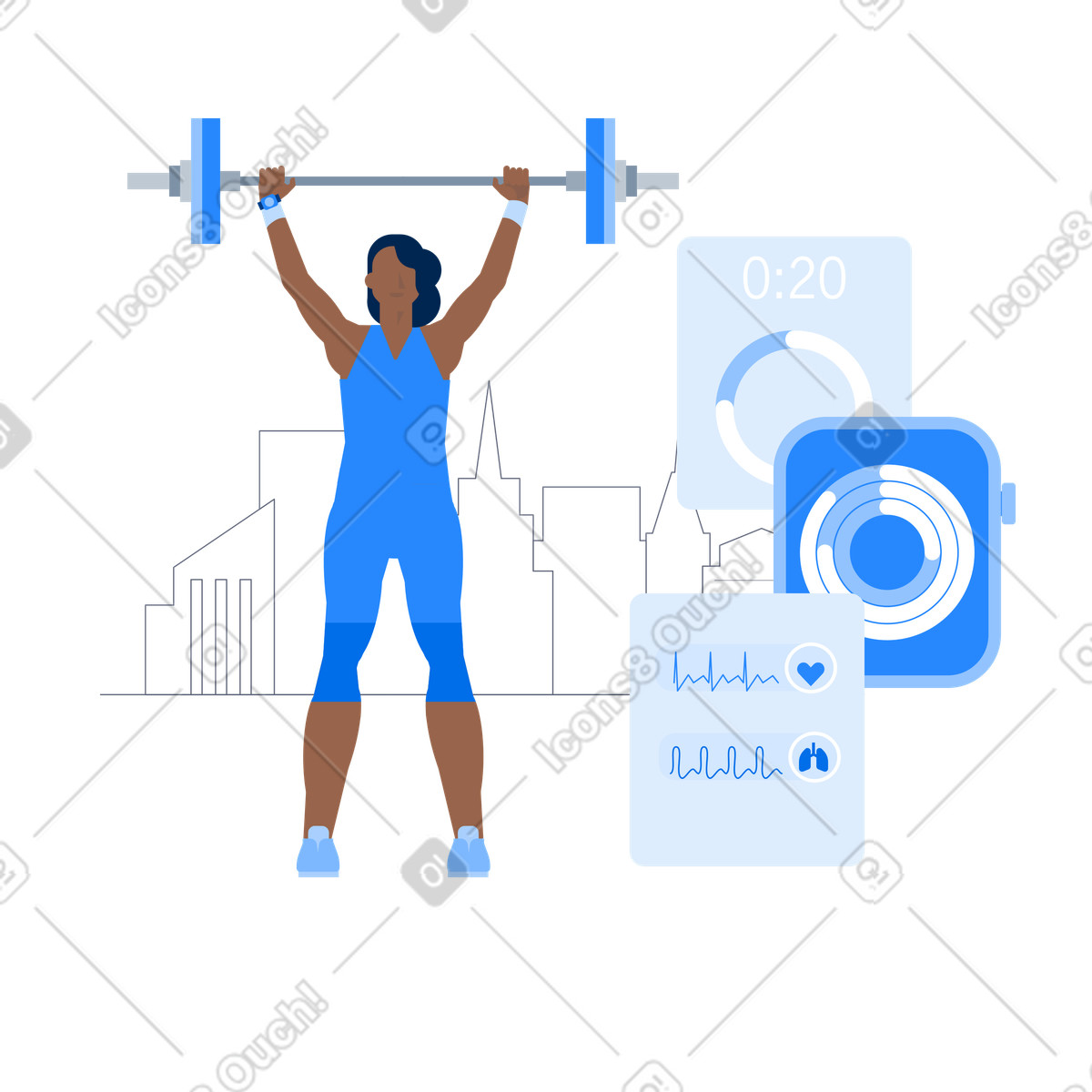 Illustration Fitness intelligent dans le style Urban à télécharger aux formats PNG, SVG