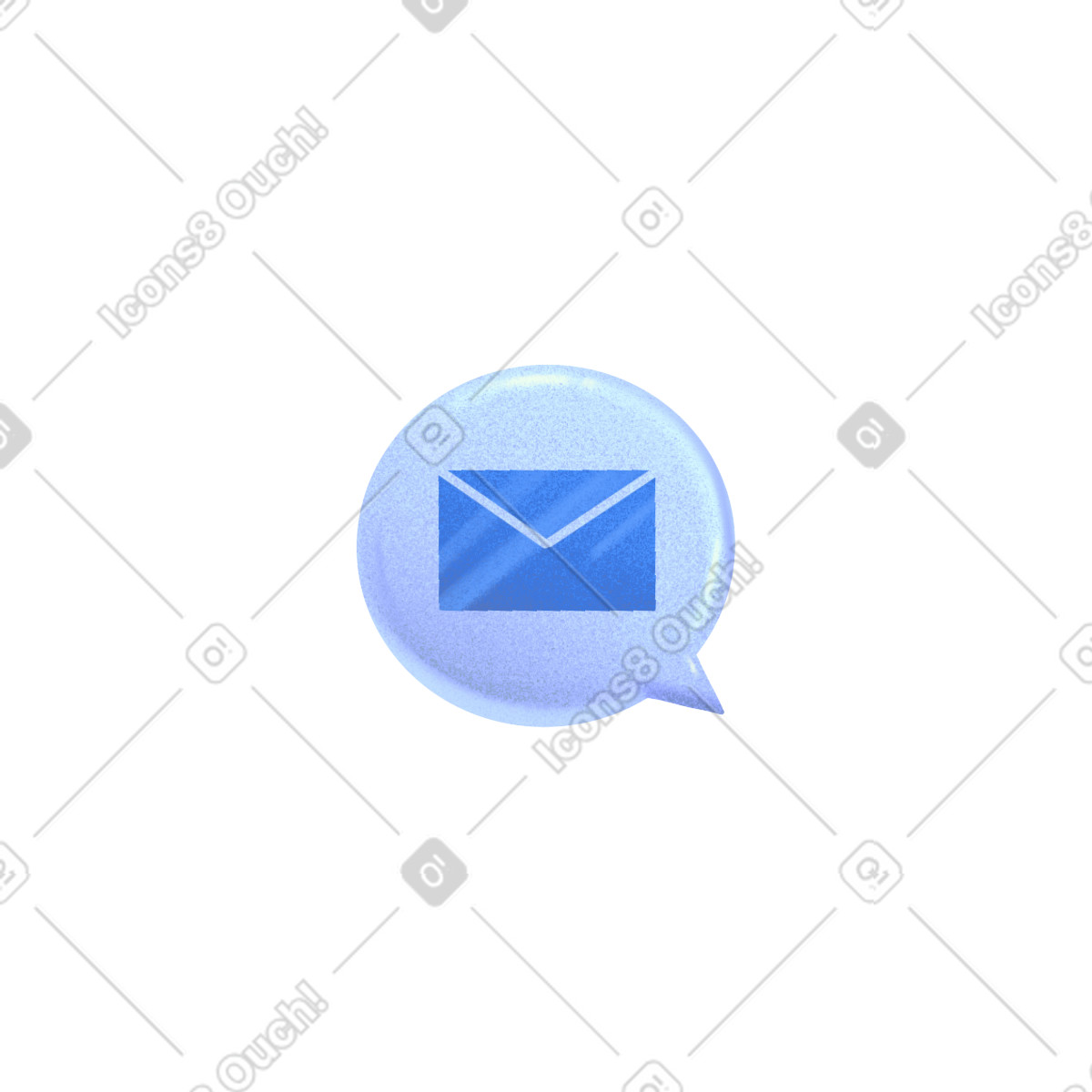 Bubble with a blue postal letter illustration in PNG, SVG