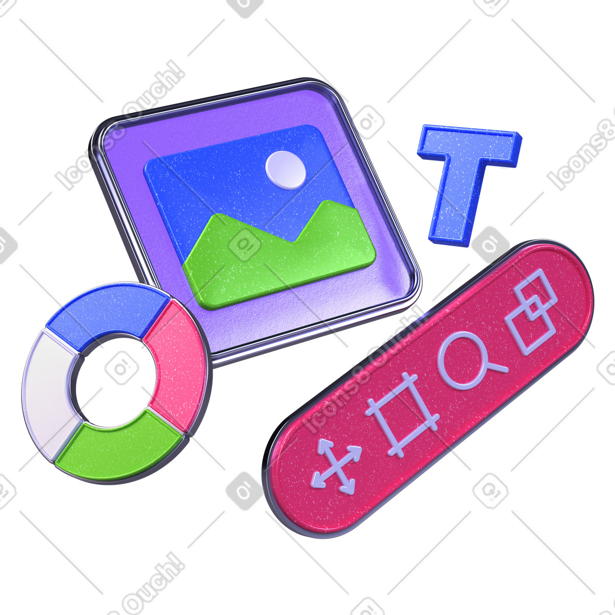 Image placeholder and design tools illustration in 3D Boost style download in PNG, SVG