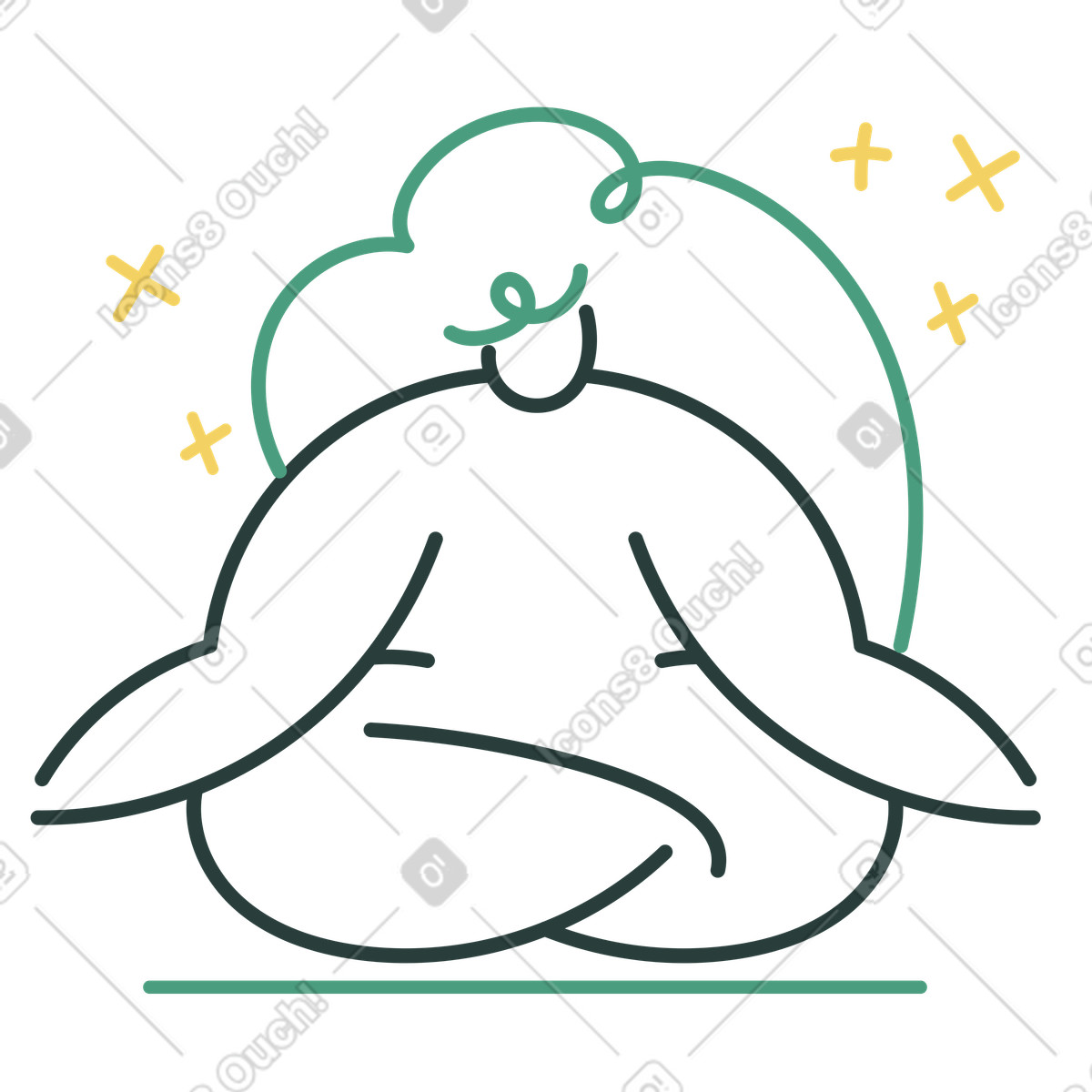 Woman sitting cross-legged and meditating illustration in Macaroni style download in PNG, SVG