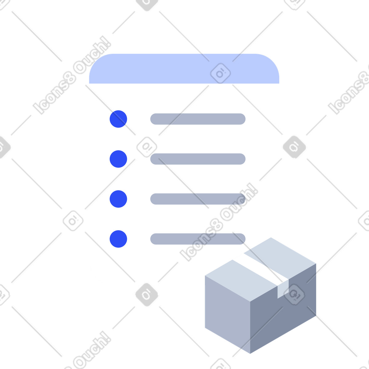 System スタイルの E-commerce packing list with parcel for order management process flow のイラストをPNG、SVG形式でダウンロード