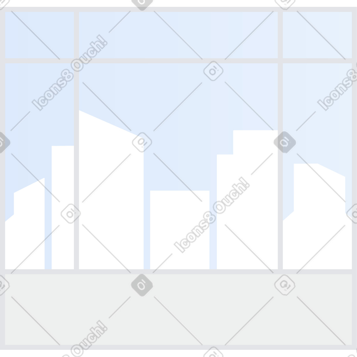 下载 Clip 风格的 与城市的窗口 插画，支持 PNG、SVG 格式