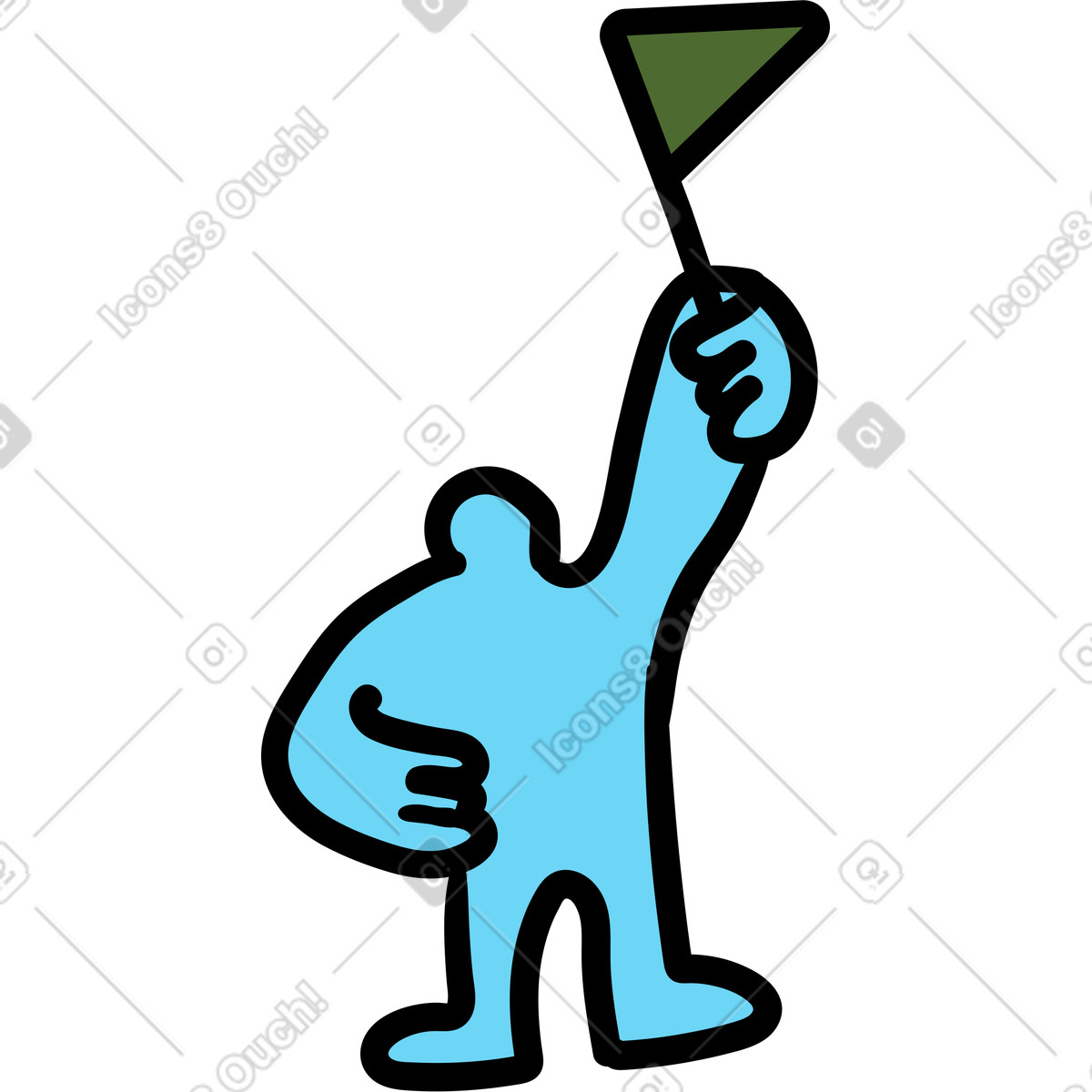 Person with sports flag-Illustration im Wiggle-Stil als Download in PNG, SVG