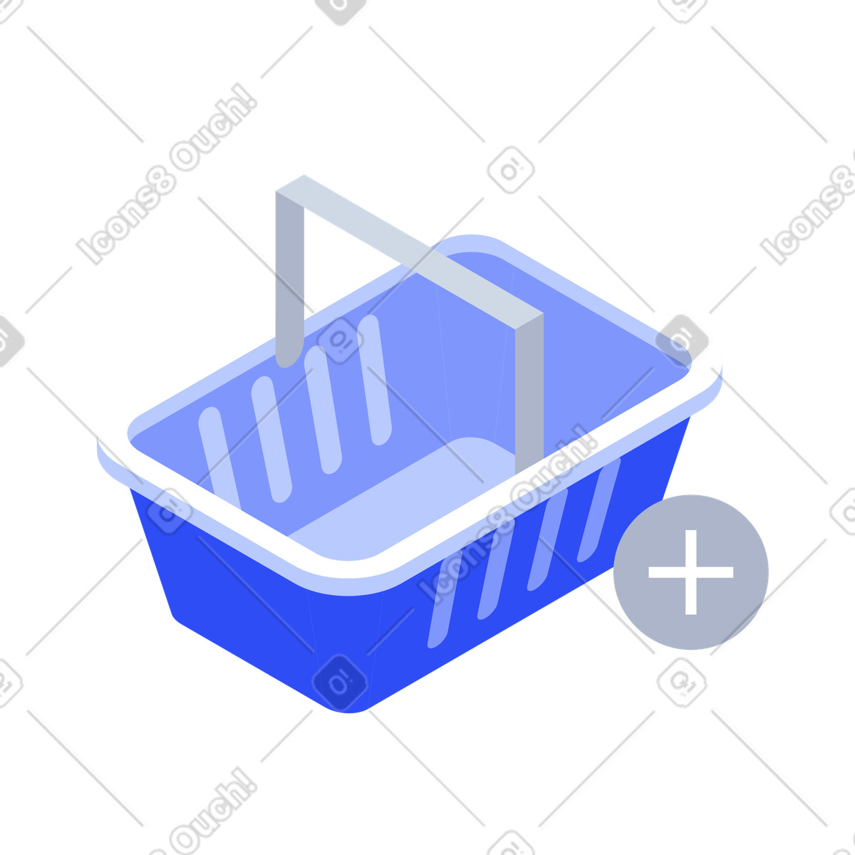 Ilustração de Blue online shopping basket with plus sign for e-commerce em no estilo System para baixar em PNG, SVG