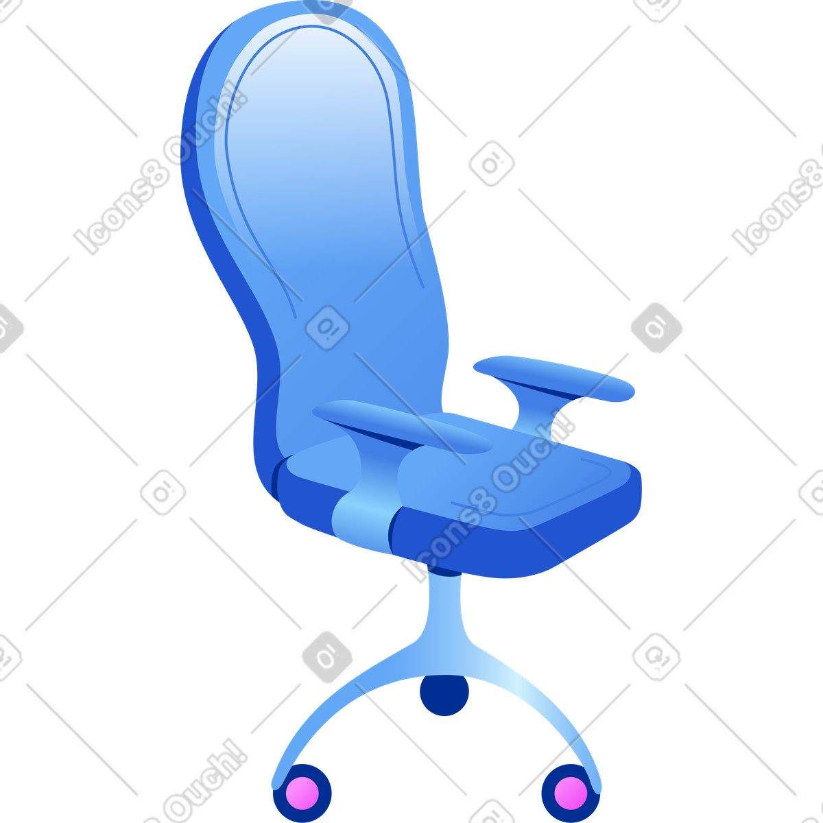下载 Glossy 风格的 带轮子的办公椅 插画，支持 PNG、SVG 格式