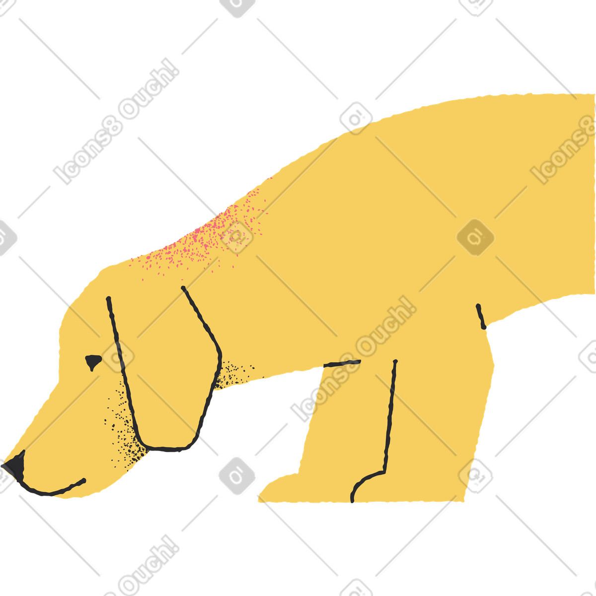Ilustración Medio perro amarillo en estilo Pablo a descargar en PNG y SVG
