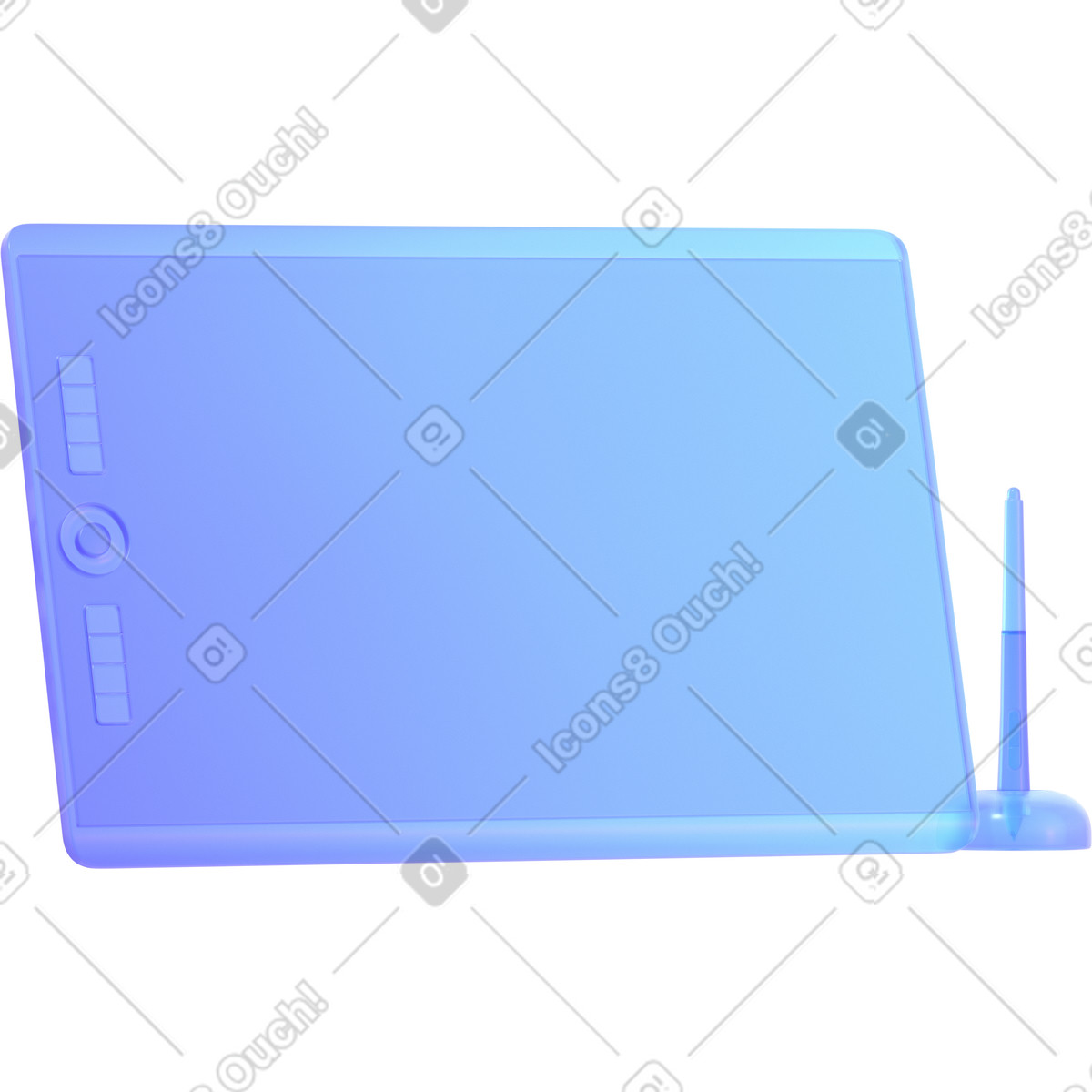Tavoletta grafica blu con stilo illustrazione in stile 3D Glassy scarica in PNG, SVG