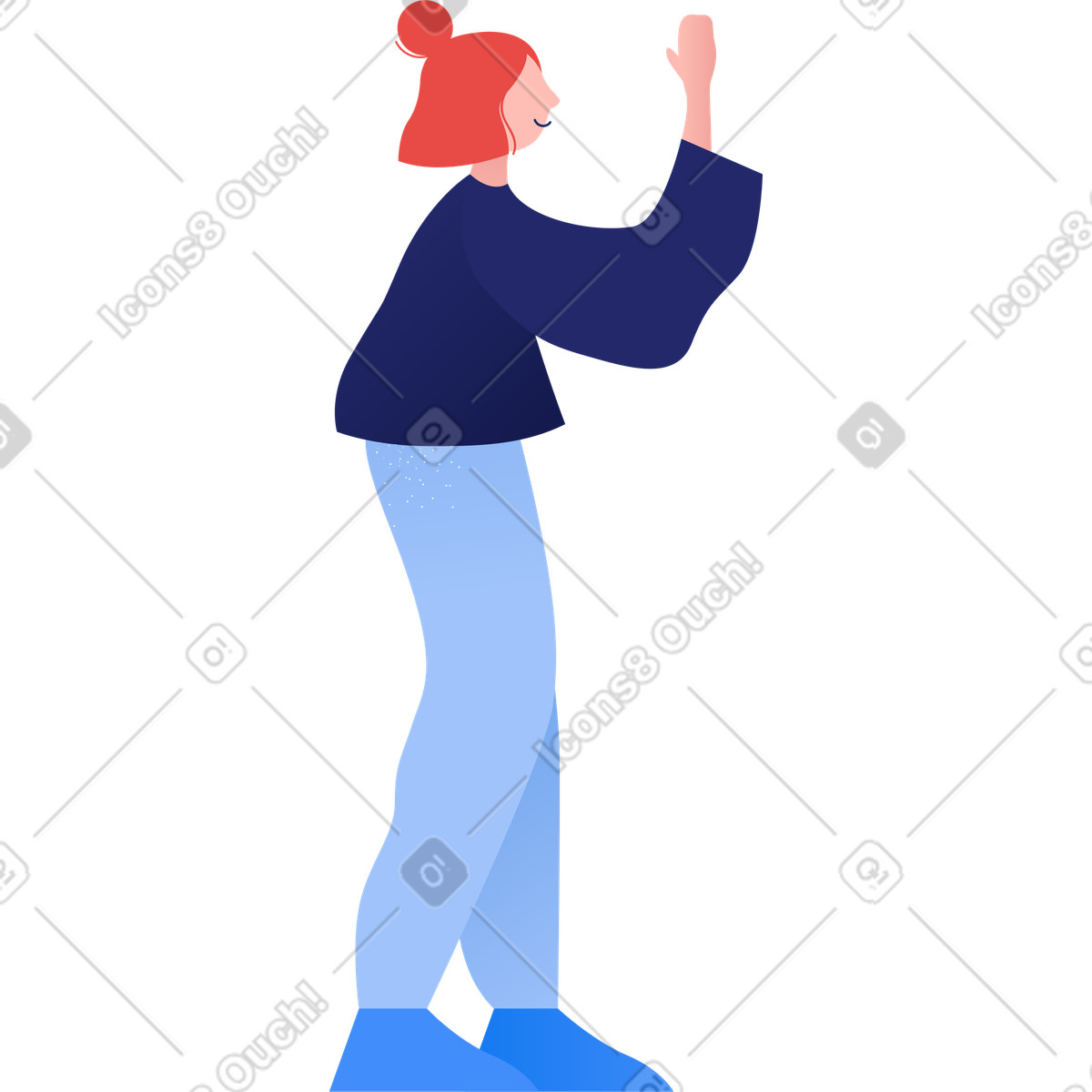 Clip スタイルの Woman holding something with up hand のイラストをPNG、SVG形式でダウンロード