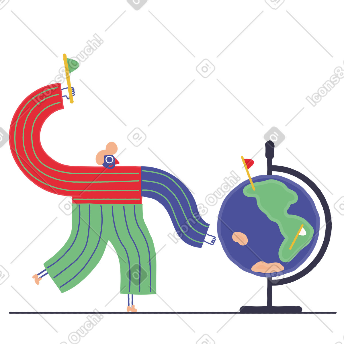 Ilustração de Planos viagem pelo mundo em no estilo Stripy para baixar em PNG, SVG