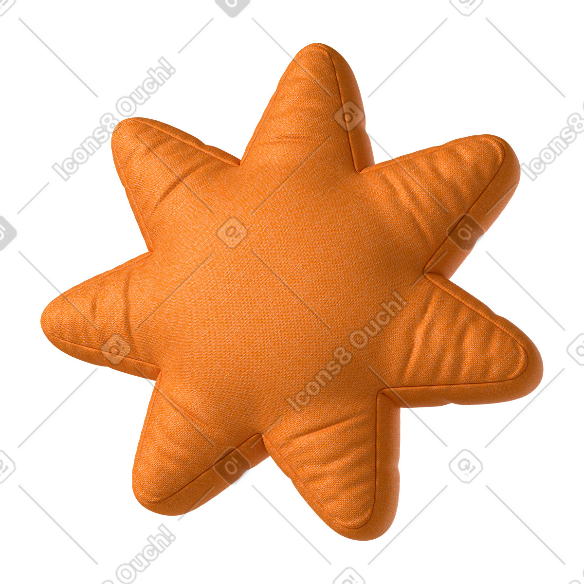 Illustration Coussin 3d orange en forme d'étoile à sept branches dans le style Plush icons télécharger aux formats PNG, SVG