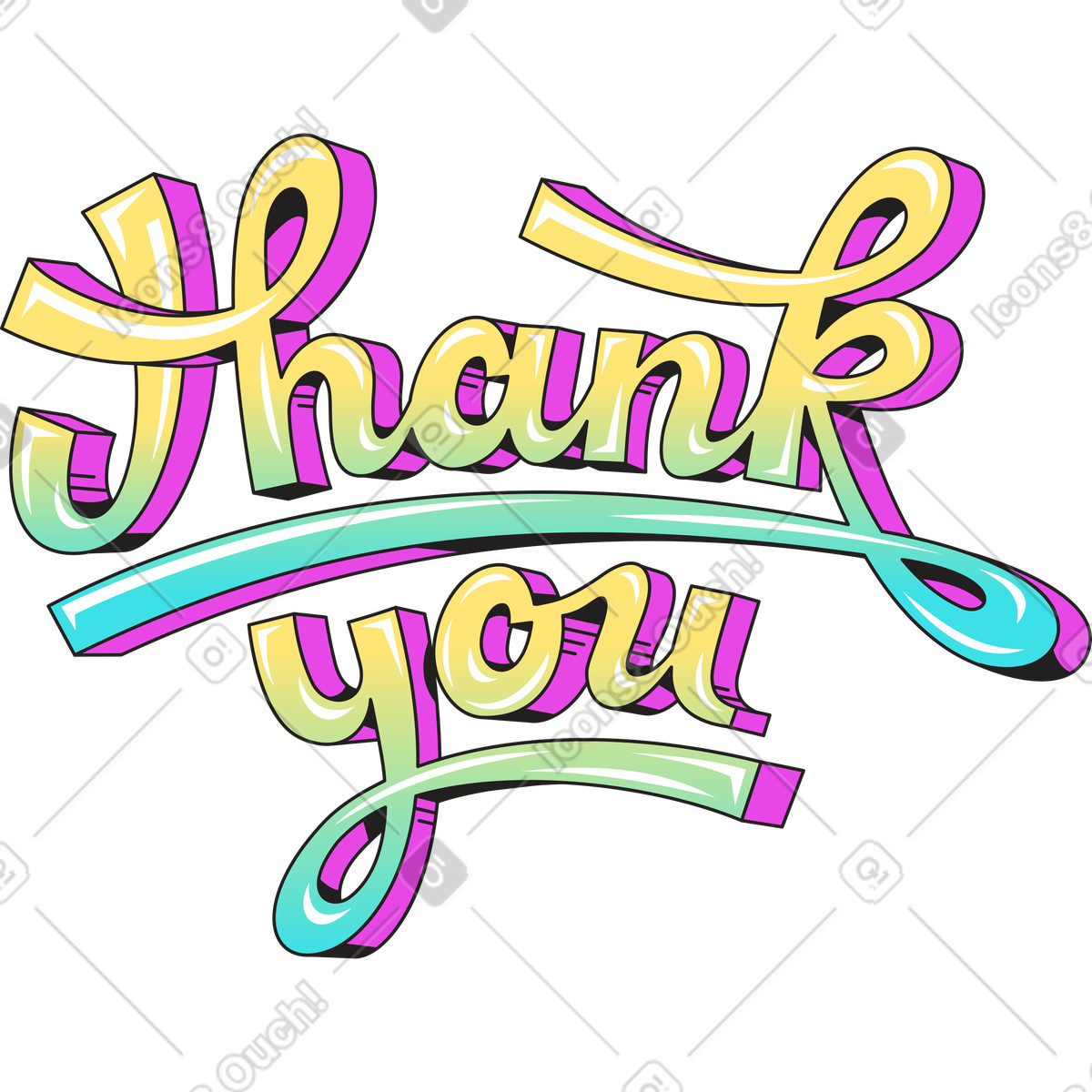 Lettering thank you block text illustration in style download in PNG, SVG