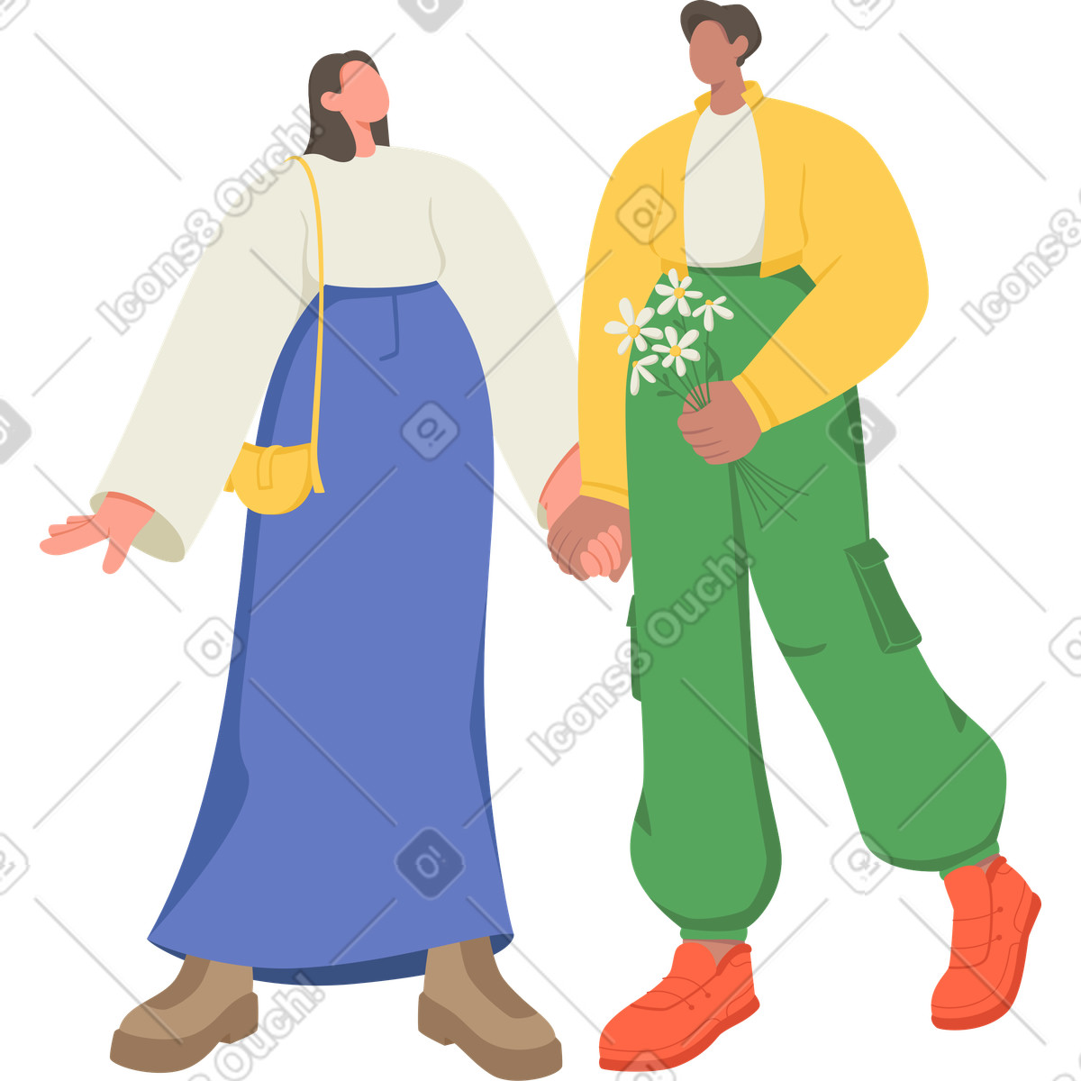 Ilustração de Mulher e homem com flores em no estilo Social para baixar em PNG, SVG