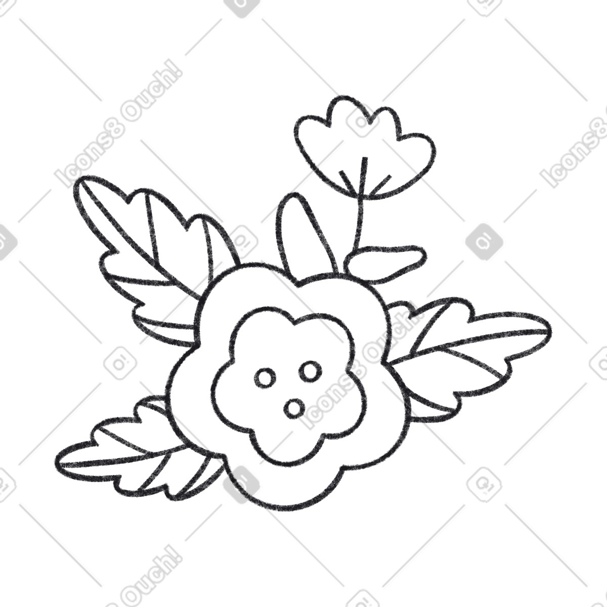 Decorative flower ornament illustration in Bonbon Line style download in PNG, SVG