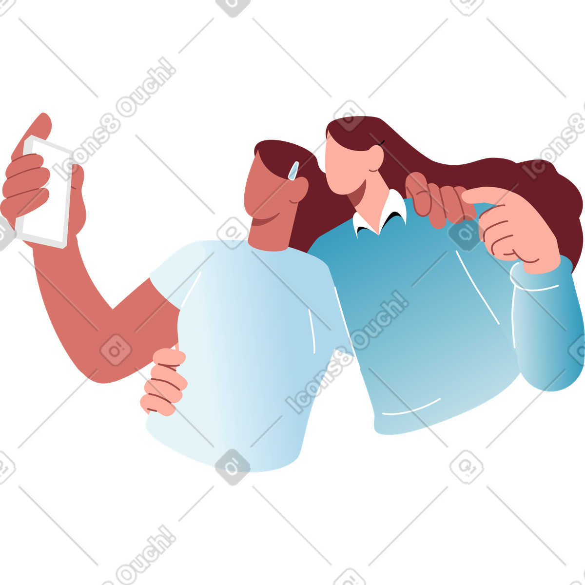Due amiche prendono selfie illustrazione in stile Airy scarica in PNG, SVG