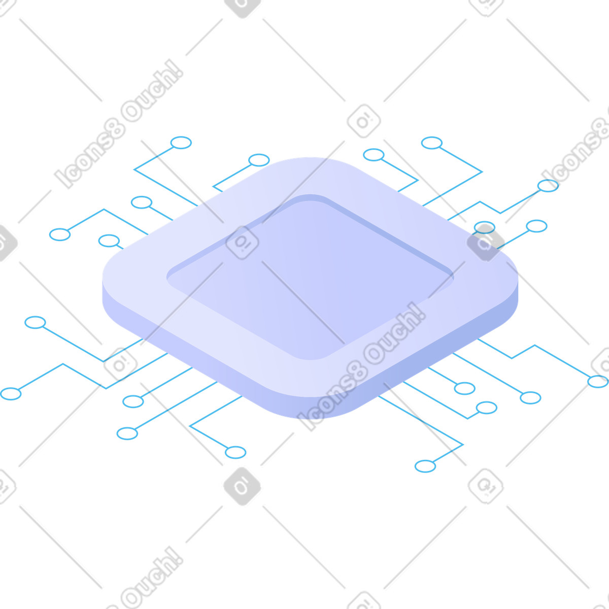 Isometric platform with circuits illustration in Quantum style download in PNG, SVG