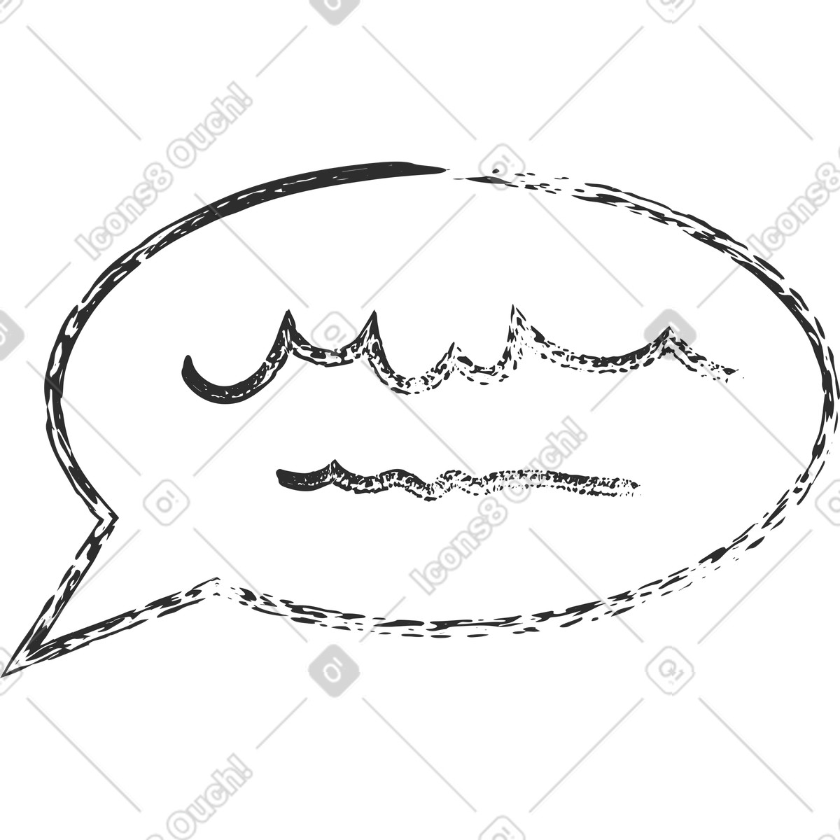 Runde blase mit text-Illustration im Graphite-Stil als Download in PNG, SVG
