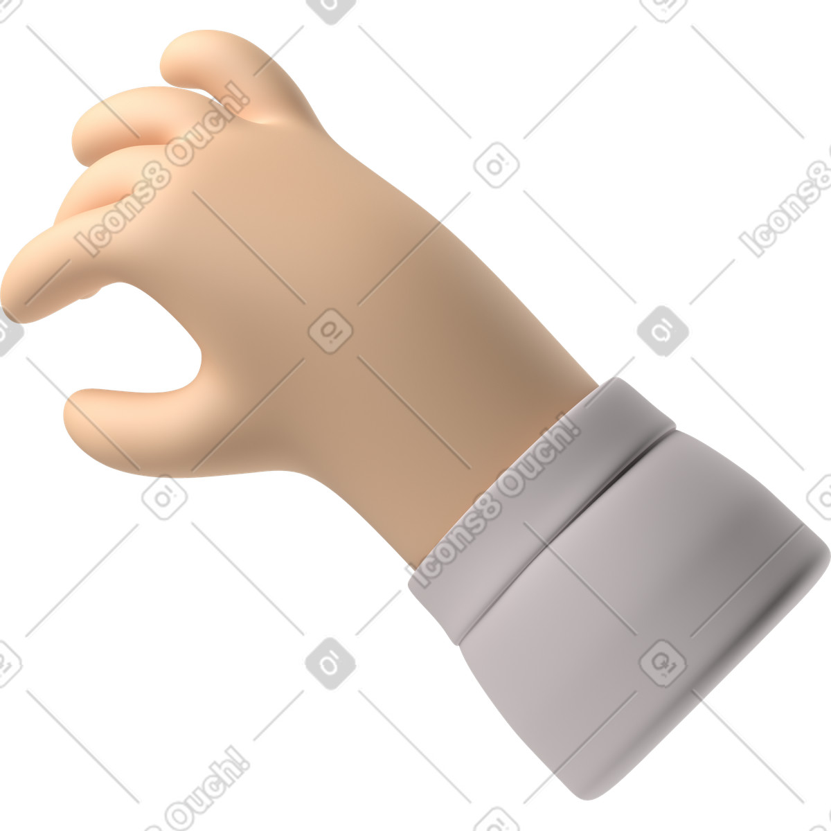 3D Hands Fun&Wild スタイルの 何かを取っている淡い肌の手 のイラストをPNG、SVG形式でダウンロード