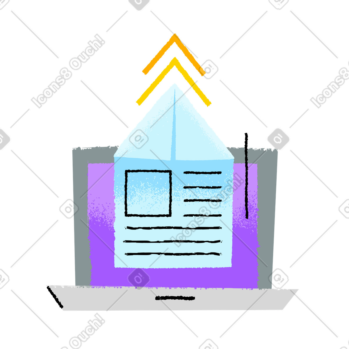 File uploading to laptop illustration in PNG, SVG