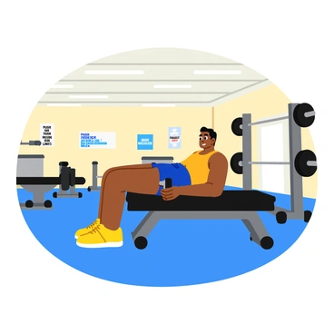 An athlete with a focused expression is performing a dumbbell bench press on a black padded bench in a classic gym setting. The athlete has a muscular build and is wearing a fitted athletic tank top and shorts. The gym features various weightlifting equipment, including a barbell rack and free weights neatly arranged on the side. On the light-colored walls, there are several motivational posters showcasing slogans such as "Push Your Limits" and "Dedication Leads to Results." Bright overhead lights illuminate the space, creating a vibrant atmosphere.