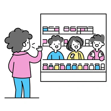A child, wearing a bright red jacket and blue jeans, stands outside a candy store. The child has curly brown hair and a look of longing on their face as they press their nose against the glass window. Inside the store, other kids are laughing and enjoying colorful candies, surrounded by shelves filled with jars of sweets and vibrant packaging. The scene captures the contrast between the eager child outside and the joyful children inside, highlighting the rich colors of the candies and the warm, inviting atmosphere of the shop.