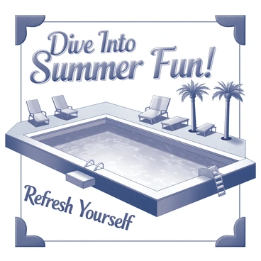 A retro-style advertisement poster for a classic swimming pool, complete with old fonts and illustrations