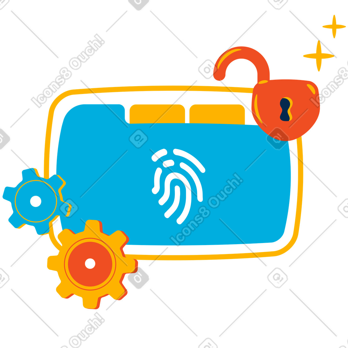 Secure browser illustration in Flame style download in PNG, SVG